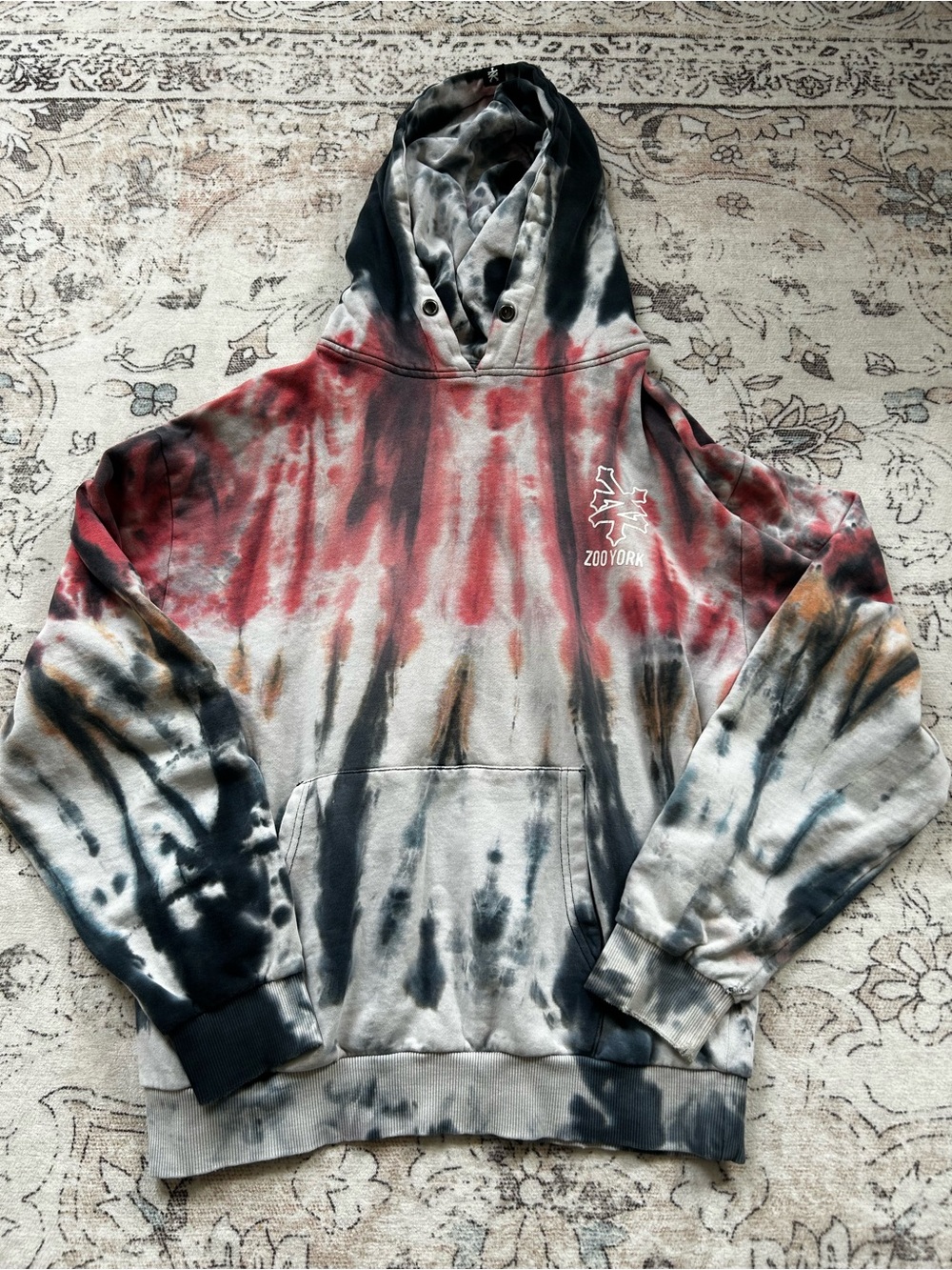Zoo York Men's Tie-Dye Hoodie - Red, Black, Gray